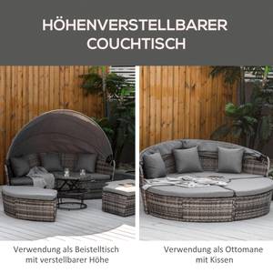 Sonneninsel Set 862-047 Grau - Polyrattan - 180 x 147 x 175 cm