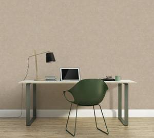 Papier peint uni marron structuré Beige - Gris