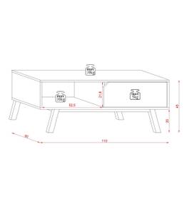 Table basse Tokio Gris - Bois manufacturé - 60 x 45 x 110 cm