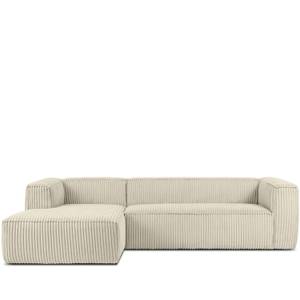 Ecksofa FEROX Creme - Armlehne beidseitig montierbar - Ecke davorstehend links - Ottomane davorstehend links