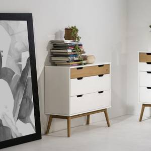 Commode Baku 3 tiroirs blanc/bois Marron