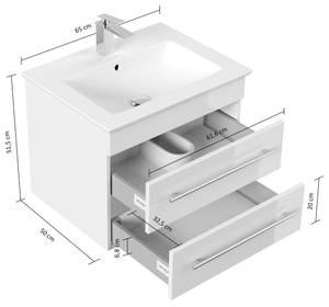 Badmöbel mit Villeroy & Boch Grau - Holzwerkstoff - 50 x 51 x 65 cm