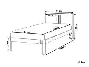 Lit simple VANNES Blanc - Largeur : 97 cm