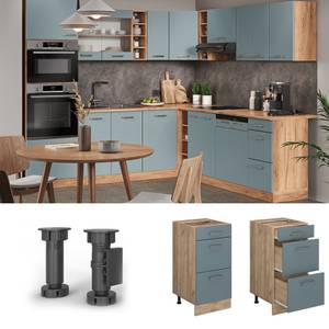 Meuble cuisine R-Line 41127 Bleu-gris - Imitation chêne truffier de sonoma