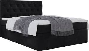 Boxspringbett mit Topper BOREO Schwarz - Breite: 120 cm - H4