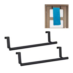2x Handtuchhalter Tür in Schwarz Schwarz - Metall - Kunststoff - 37 x 9 x 9 cm