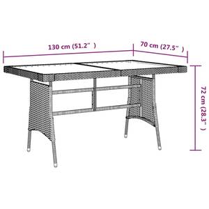 Gartentisch Schwarz - Polyrattan - Holzart/Dekor - 130 x 72 x 130 cm