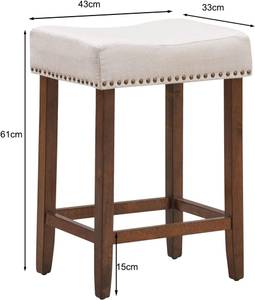 2 Tabourets de Bar TI88220 Beige - Bois manufacturé - 33 x 61 x 43 cm