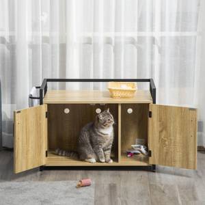 Katzentoilett mit Griff D31-053GY Braun - Holzwerkstoff - 51 x 54 x 83 cm