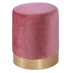 Sitzhocker aus grauem Samt und goldfarbe Pink