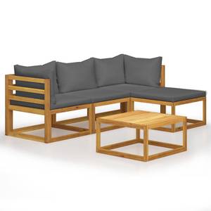 Garten-Lounge-Set (5-teilig) 3009697-25 Grau - Massivholz - Holzart/Dekor - 138 x 60 x 206 cm