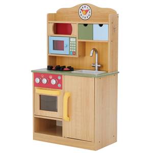 Kinder Holz Spielküche mit Zubehör Braun - Kunststoff - Massivholz - 30 x 91 x 55 cm