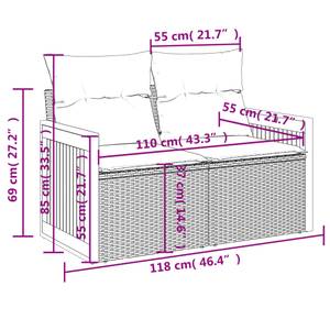 Gartensitzgruppe K4455(5-tlg) Schwarz - Massivholz - 69 x 62 x 62 cm