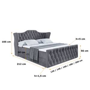 Boxspringbett VILA-Z Steingrau - Breite: 160 cm - H3