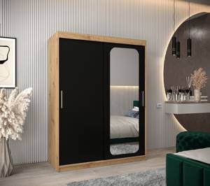 Armoire à portes coulissantes promo t2 Noir - Imitation chêne - Largeur : 150 cm - 2 porte