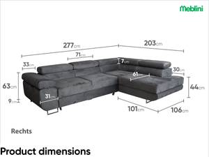 Ecksofa Maliba L-Form Rechts Blau - Ecke davorstehend rechts - Longchair davorstehend rechts - Ottomane davorstehend rechts - Schlaffunktion davorstehend links