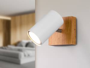 LED Wandspot mit Holz, dimmbar, Weiß Holz - Weiß
