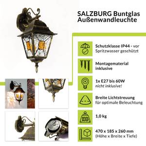 Wandleuchte SALZBURG Gold - Graumetallic - Silber / Grau - Silbergrau - 18 x 47 x 26 cm