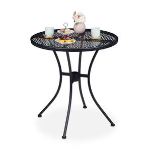 Gartentisch mit Schirmloch schwarz Schwarz - Metall - 70 x 72 x 70 cm