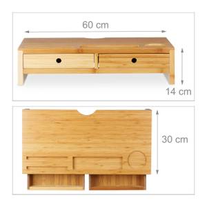 Monitorständer Bambus mit 2 Schubladen Braun - Bambus - 60 x 14 x 30 cm