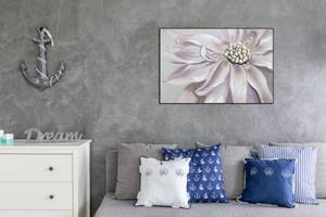 Tableau peint à la main Pale Petals Rose foncé - Bois massif - Textile - 90 x 60 x 4 cm
