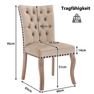 Polsterstuhl Malia (4er-Set) Beige - Massivholz - 49 x 95 x 63 cm