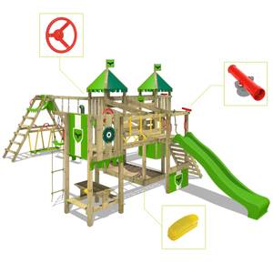 Spielturm FunnyFortress mit Surfanbau Grün - Massivholz - 525 x 323 x 803 cm