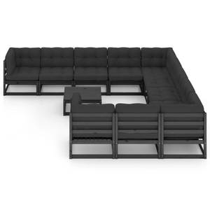 Gartenmöbel-Set (12-teilig) 3009725-1 Schwarz - Massivholz - Holzart/Dekor - 70 x 30 x 70 cm