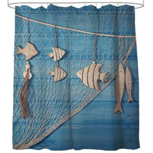 Duschvorhang Seefahrt 180 x 200 cm Blau - Textil - 180 x 200 x 200 cm