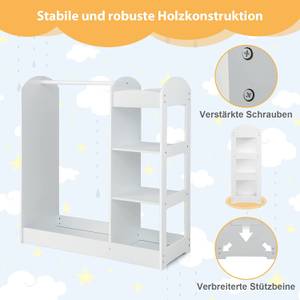 Kindergarderobe mit Spiegel Weiß - Holzwerkstoff - 38 x 100 x 94 cm