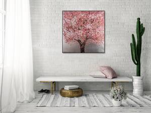 Acrylbild handgemalt Kirschblütenzauber Pink - Massivholz - Textil - 80 x 80 x 4 cm