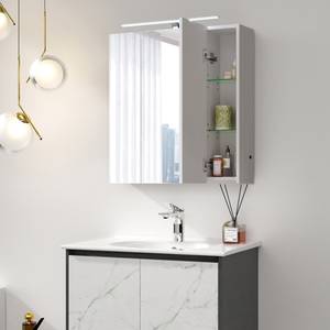 Spiegelschrank mit LED Beleuchtung weiß Weiß - Holzwerkstoff - 15 x 72 x 73 cm