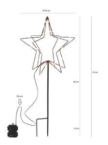 LED Gartenstecker Stern Ø 30 cm Schwarz - Metall - 30 x 75 x 100 cm