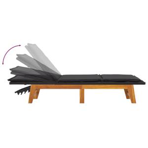 Chaise longue 319724 Noir - Métal - Polyrotin - Bois/Imitation - 54 x 87 x 200 cm