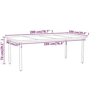 Salle à manger (lot de 7) 3013379-2 Noir - Métal - 100 x 74 x 200 cm