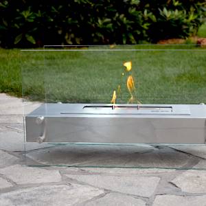 Ethanolkamin Glow Fire Falun Tischkamin Silber - Glas - Metall - 60 x 35 x 30 cm