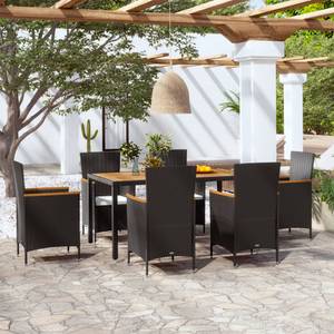 Gartenmöbel-Set Schwarz - Metall - Polyrattan - 90 x 75 x 150 cm