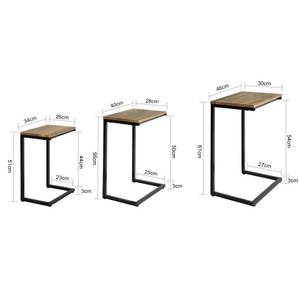 Lot de 3 Tables d'appoint FBT102-F Marron - Bois manufacturé - 46 x 61 x 30 cm