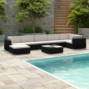 Gartenmöbel Set 296252 (8-teilig) Schwarz - Polyrattan - 74 x 26 x 74 cm