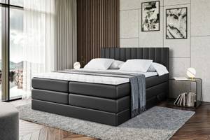 Boxspringbett EDITA KING Hochglanz Schwarz - Breite: 120 cm