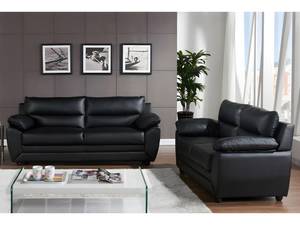 Couchgarnitur MANOA 2er-Set Schwarz - Kunstleder - 82 x 88 x 201 cm