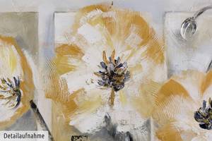 Acrylbild handgemalt Blumenkinder Weiß - Gelb - Massivholz - Textil - 120 x 60 x 4 cm