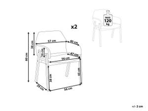 Esszimmerstuhl ALBION 2er Set Braun - Grau - Textil - 57 x 80 x 47 cm