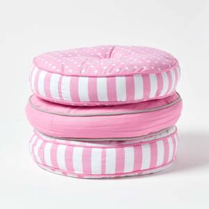 Kinder Bodenkissen rund Pink - Textil - 43 x 7 x 43 cm