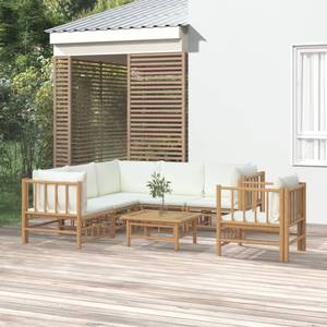 Salon de jardin 3028492-19 (lot de 7) Blanc - Bambou - 69 x 65 x 69 cm