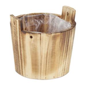 Holz Blumentopf im 3er Set Braun - Holzwerkstoff - 14 x 12 x 13 cm