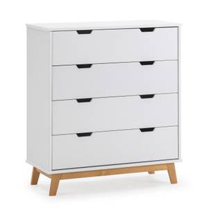 Commode Miranda 4 tiroirs Blanc - Bois massif - Bois/Imitation - 35 x 89 x 80 cm