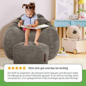 XXL Sitzsack "Scoop" + Hocker aus Cord Aschgrau