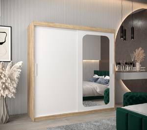 Armoire à portes coulissantes promo t2 Imitation chêne de Sonoma - Blanc - Largeur : 200 cm - 2 porte