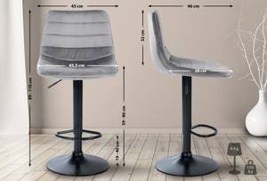 Tabouret de bar Lex Lot de 2 Gris - Noir